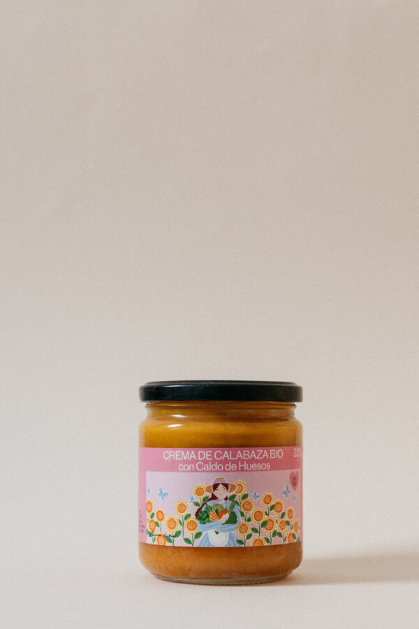 Crema de calabaza bio con caldo de huesos