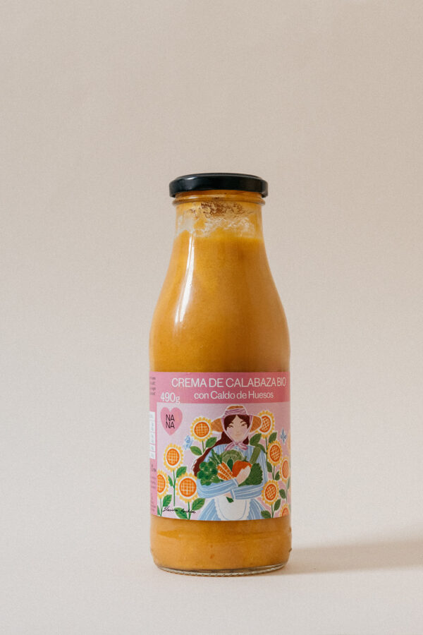 Crema de calabaza bio con caldo de huesos